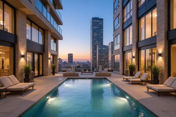 Houston high rise exterior, representative of The Rice