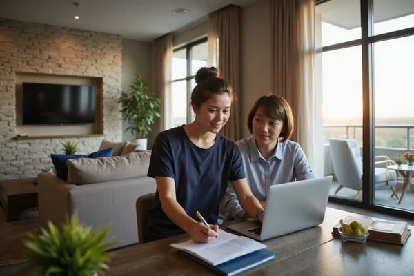 Renter filling out the online questionnaire on a laptop