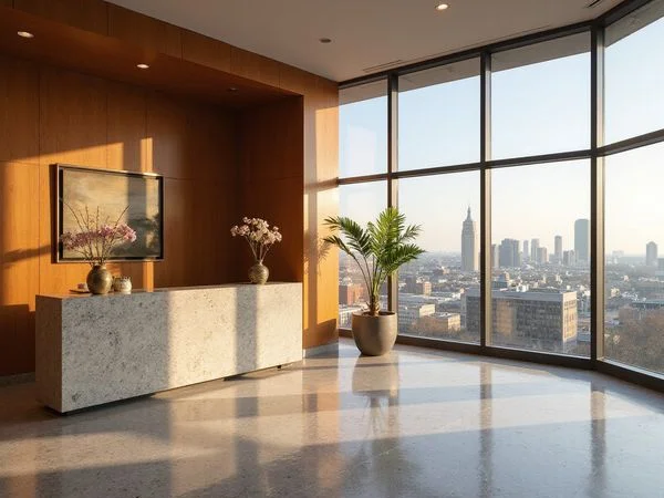 High rise lobby front desk in Downtown Houston