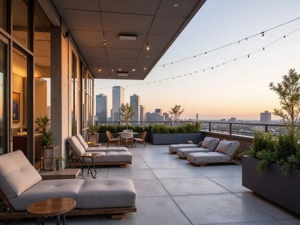 Rooftop terrace on a value-priced high rise