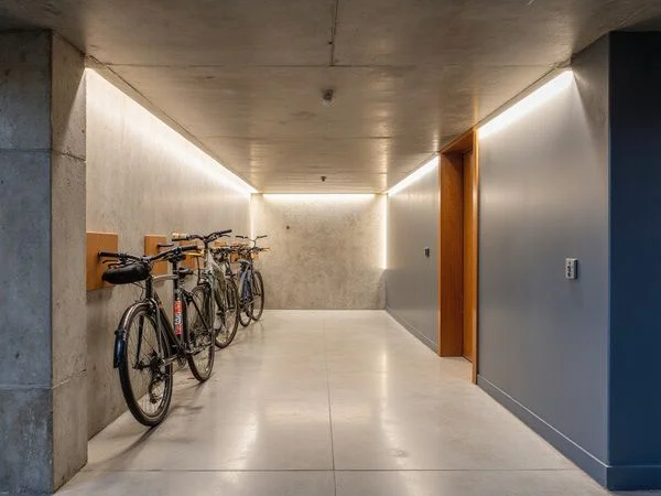Bicycle storage room in a high rise
