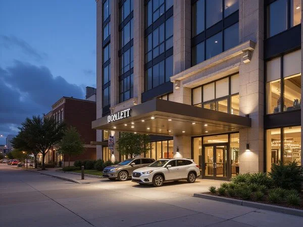 Valet drop-off at a luxury high rise entrance